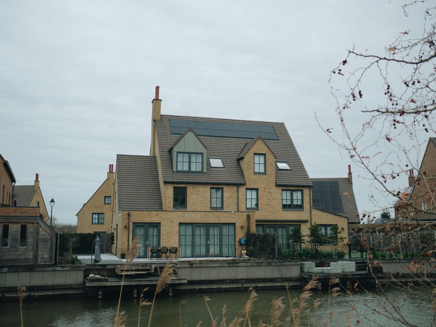 Modern home featuring a newly installed residential solar panel system